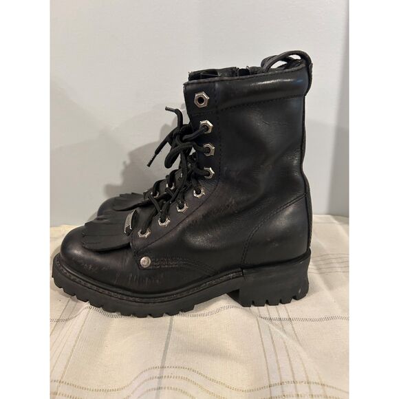 Harley-Davidson Black Leather Kiltie Fringe Boots - Size 7 - Picture 11 of 12